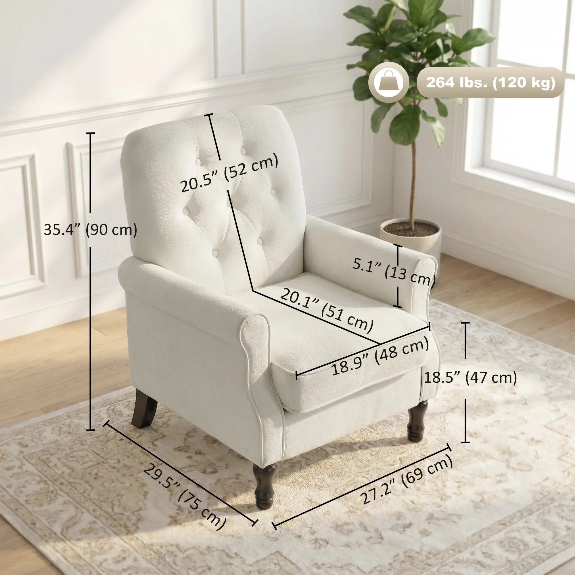 Accent Chair, Mid-Century Modern Armchair, Cream White Single Sofas at Gallery Canada