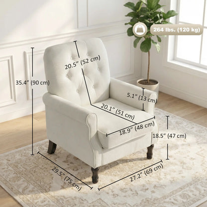 Accent Chair, Mid-Century Modern Armchair, Cream White Single Sofas at Gallery Canada