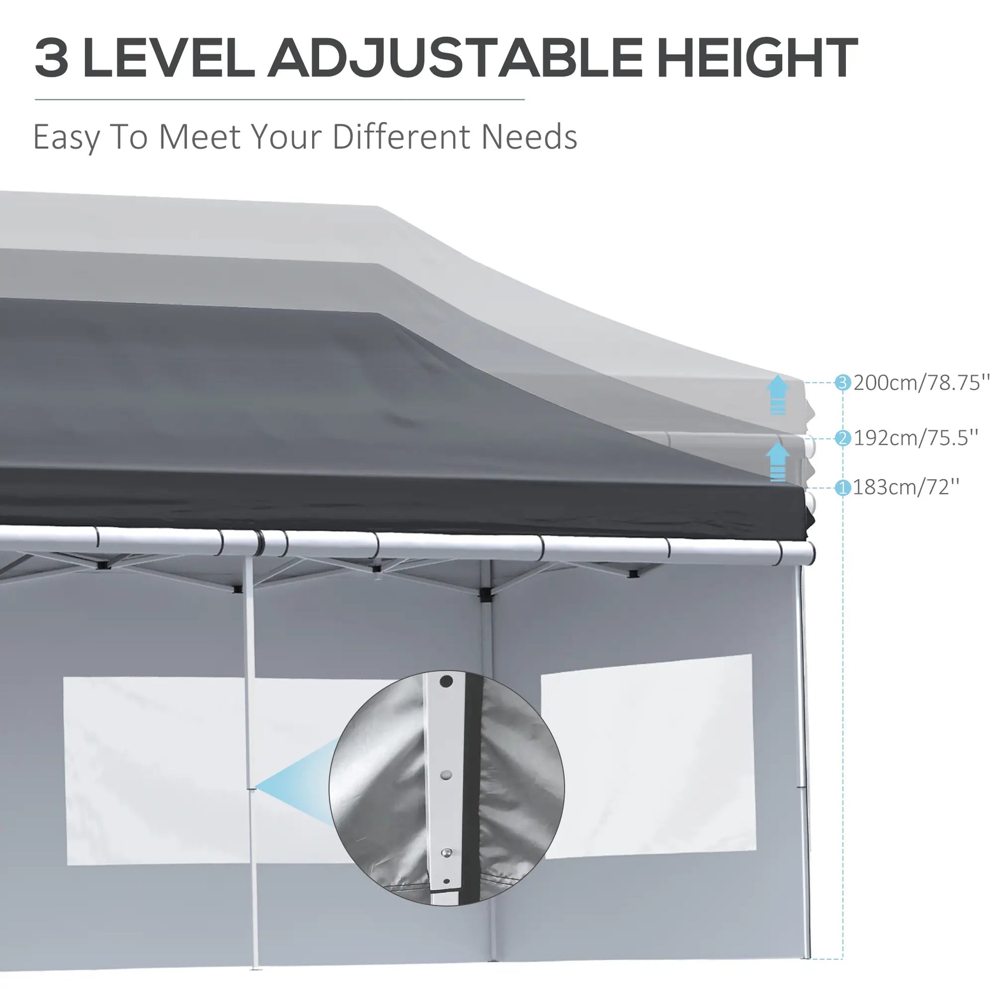 20' x 10' Folding Canopy Tent, Sidewalls, Windows, Black Pop Up Canopies at Gallery Canada