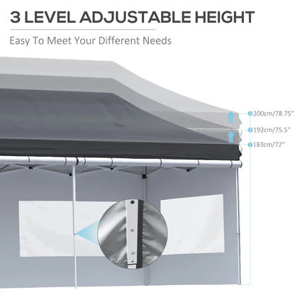 20' x 10' Folding Canopy Tent, Sidewalls, Windows, Black Pop Up Canopies at Gallery Canada