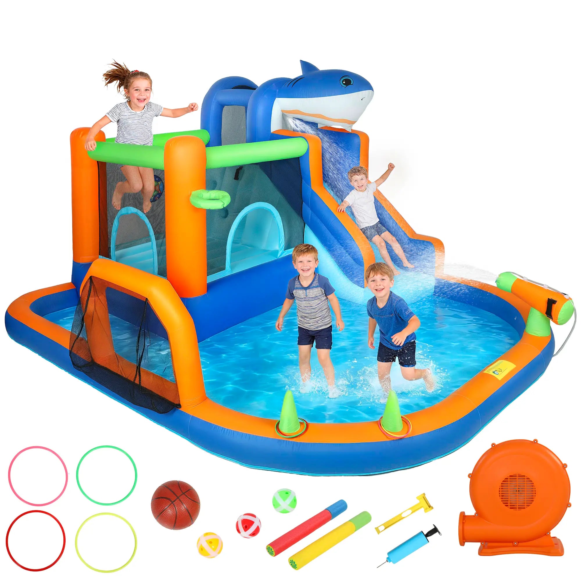 Inflatable Bounce House, Sharks Theme, Slide and Pool, Blue Inflatables at Gallery Canada