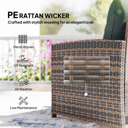 5 Piece Patio Furniture Set, Wicker Chairs, 2-Tier Glass Table, Brown/Dark Grey Patio Furniture Sets at Gallery Canada