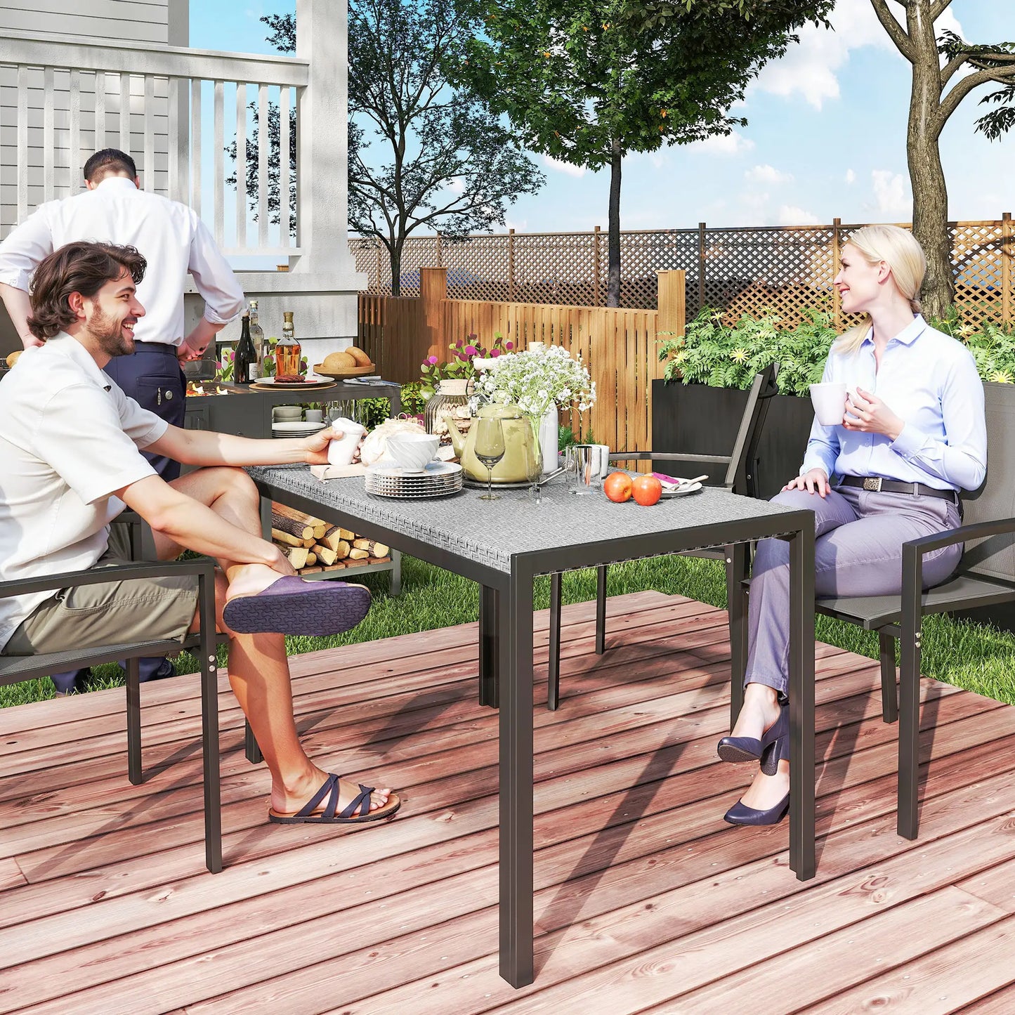 Rectangular Outdoor Dining Table, 4-Seat Patio Table, Grey Patio Dinning Tables at Gallery Canada