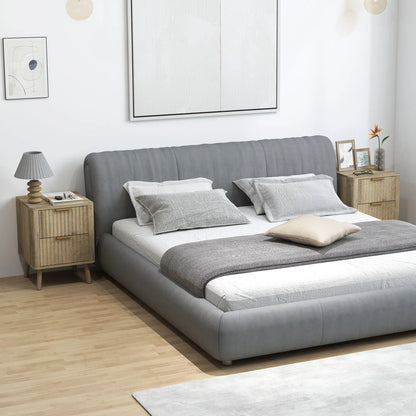 Night Stands Set of 2, Finger Pulls, Fluted Drawers, Round Edges, Oak Bedside Tables at Gallery Canada