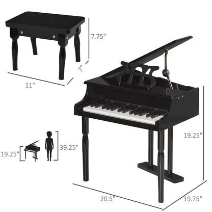 Modern Kids Piano, 30 Keys, Set of 2, Mini Toy, Grand Piano with Stand, Black Electronic Musical Pianos at Gallery Canada