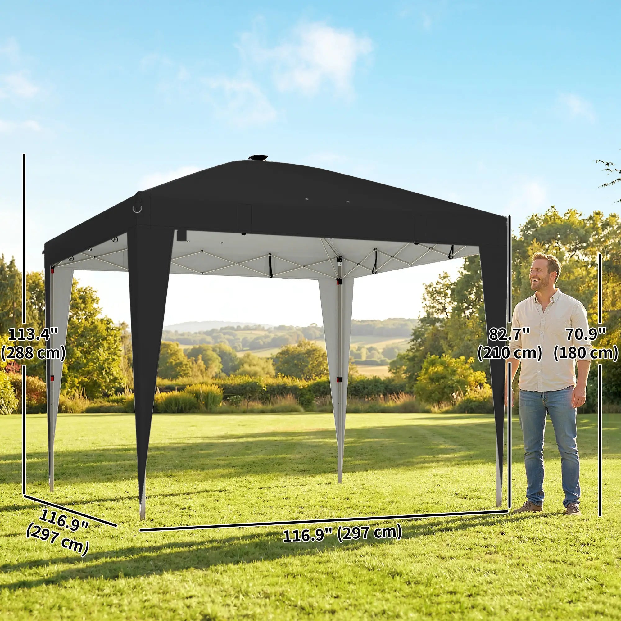 10 x 10 ft Pop Up Canopy Tent, UPF 50+ Instant Portable Shelter, Black Pop Up Canopies at Gallery Canada