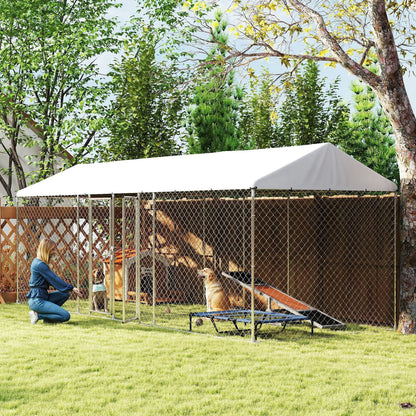Outdoor Dog Kennel, Waterproof UV Cover, Escape-Proof Lock, 19.7' x 7.5' x 7.5' Houses, Kennels & Pens at Gallery Canada