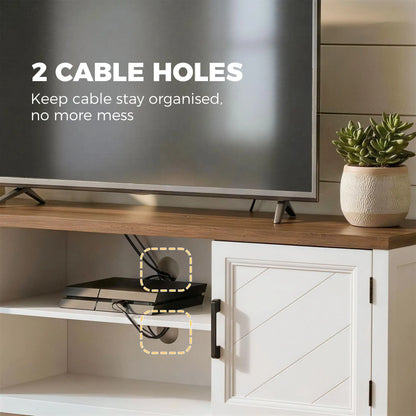TV Stand For 42 Inch TVs, 2 Shelves 2 Cabinets, White Brown TV Stands at Gallery Canada