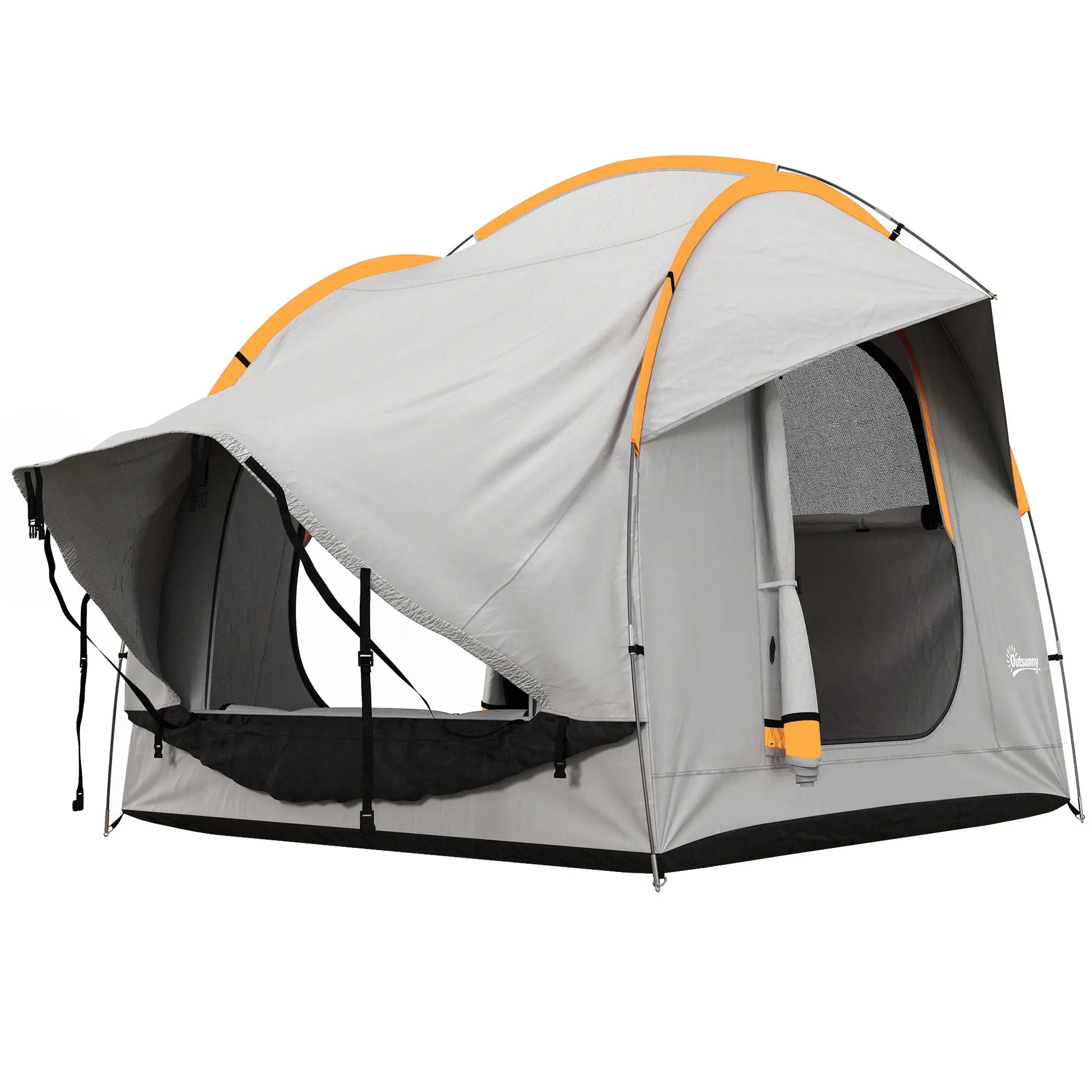 2000mm Waterproof SUV Tent, 3 Doors, Mesh Window, 5-6 Person, Grey, Orange Camping Tents Grey and Orange at Gallery Canada