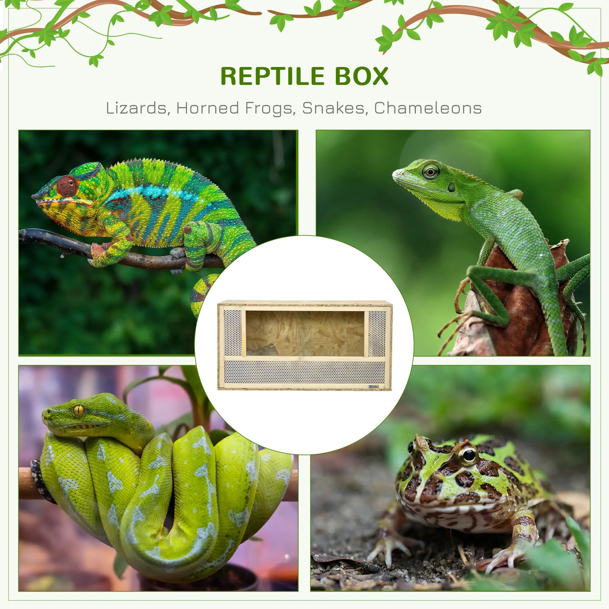 Wooden Reptile Terrarium, Sliding Door, 31.5