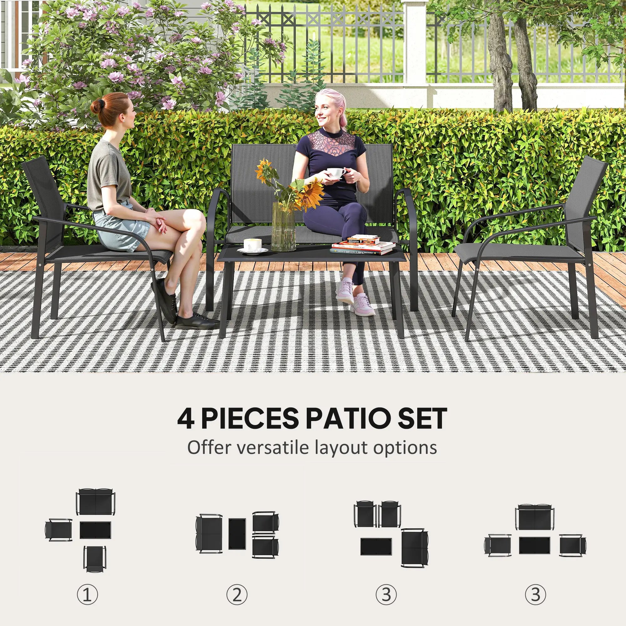 4 Piece Patio Furniture Set, Deep Seat, Black Patio Furniture Sets at Gallery Canada