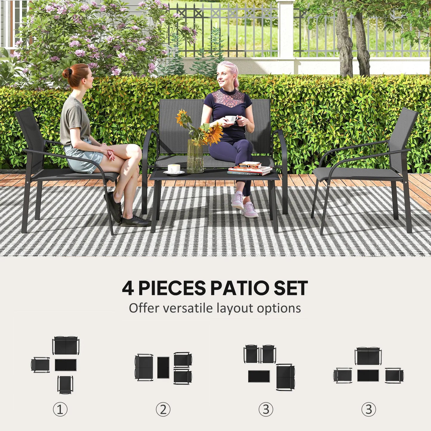 4 Piece Patio Furniture Set, Deep Seat, Black Patio Furniture Sets at Gallery Canada