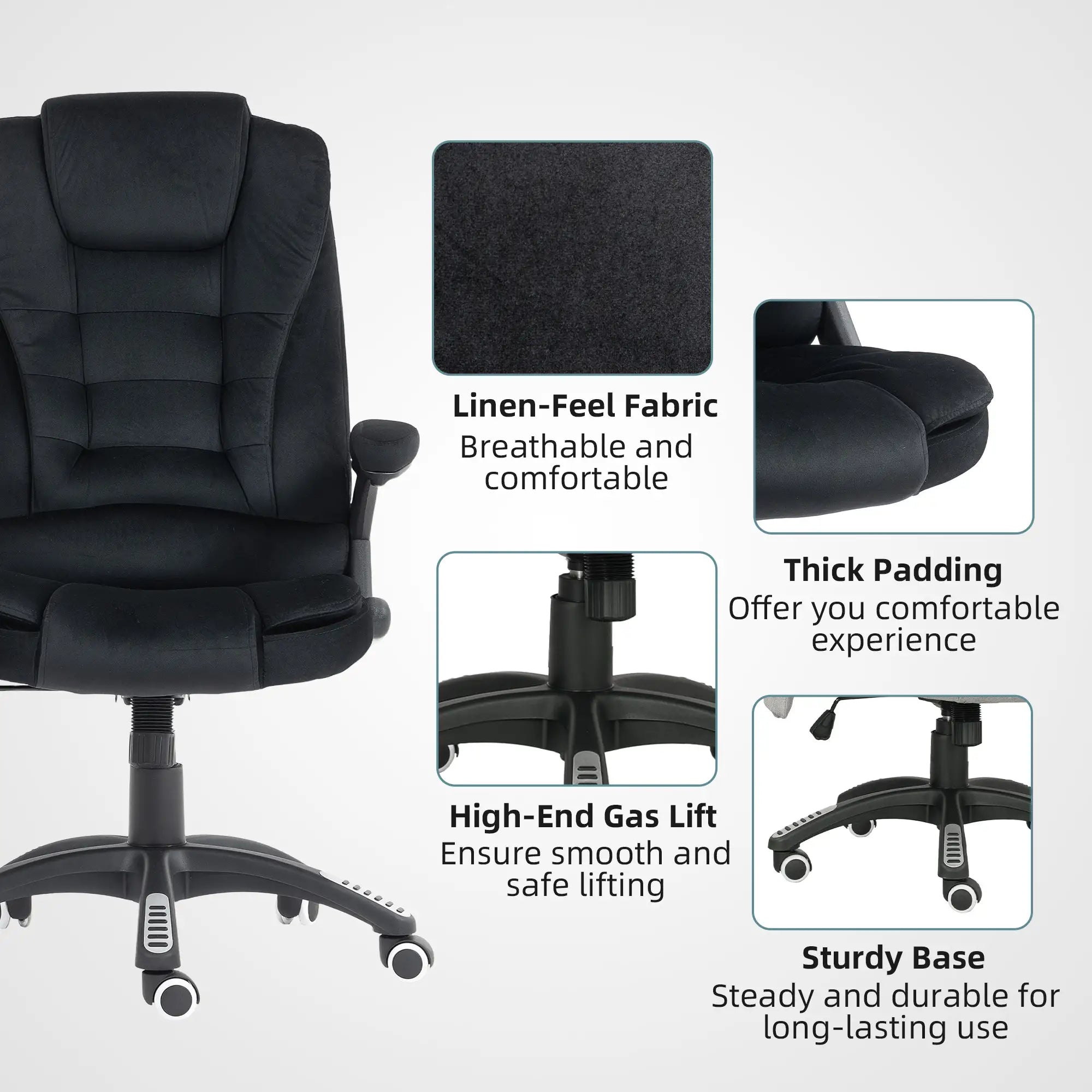 6 Point Vibrating Massage Office Chair, High Back, Reclining, Swivel Wheels, Black Massage Chairs at Gallery Canada