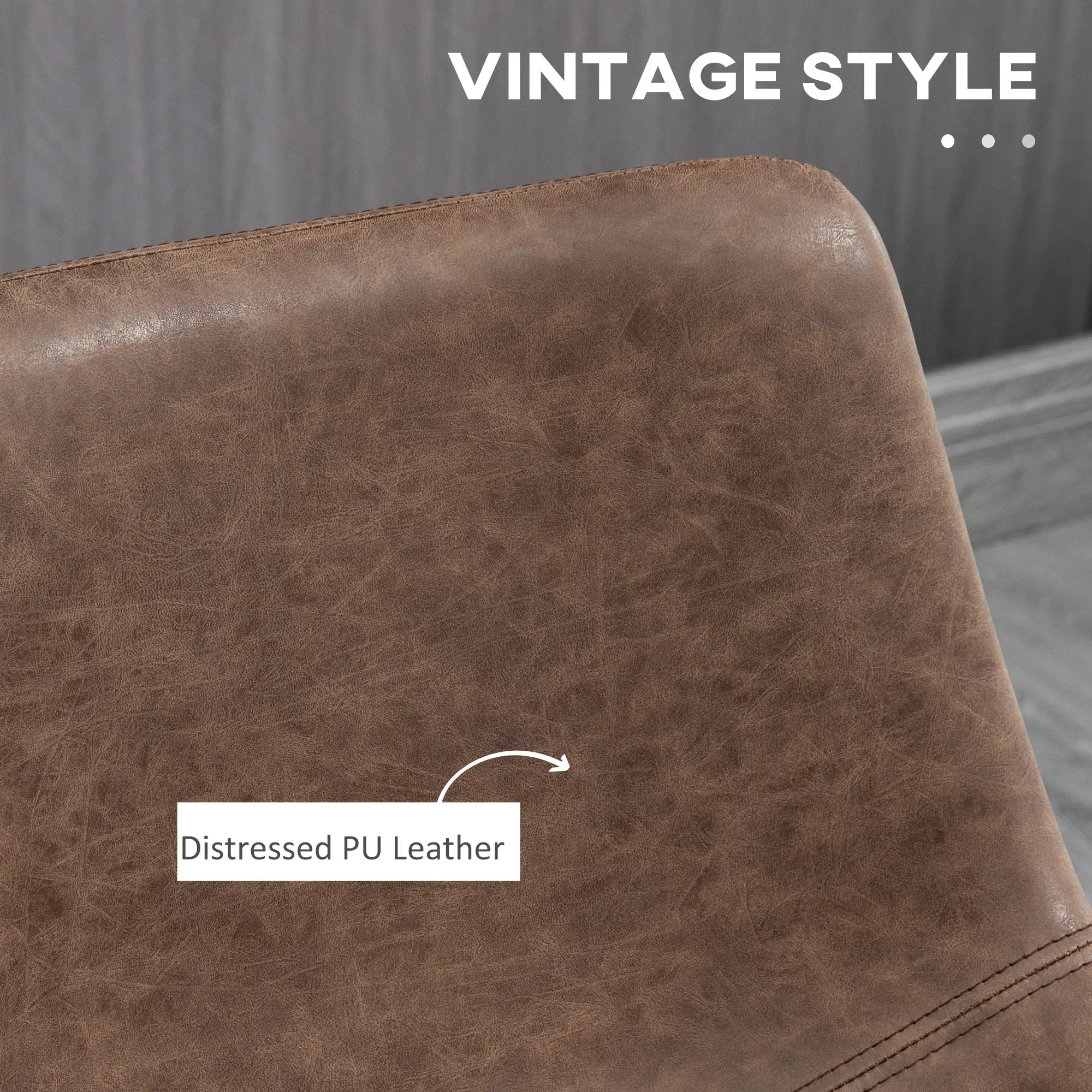 Vintage PU Leather Bar Stools, Set of 2, Counter Height, Brown Bar Stools at Gallery Canada