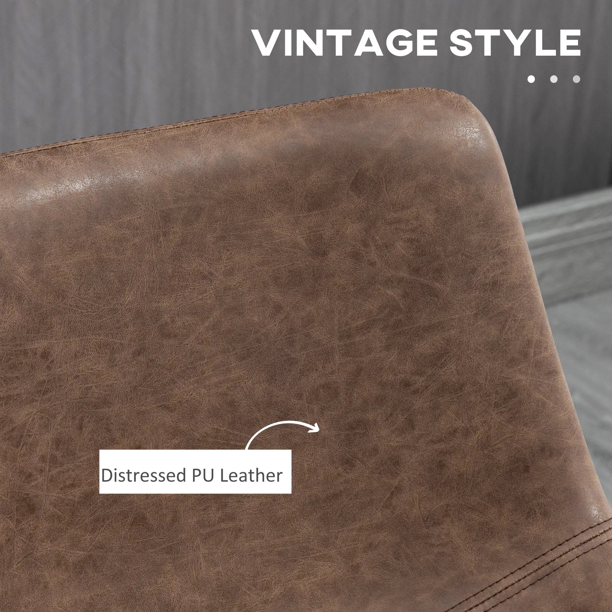 Vintage PU Leather Bar Stools, Set of 2, Counter Height, Brown Bar Stools at Gallery Canada