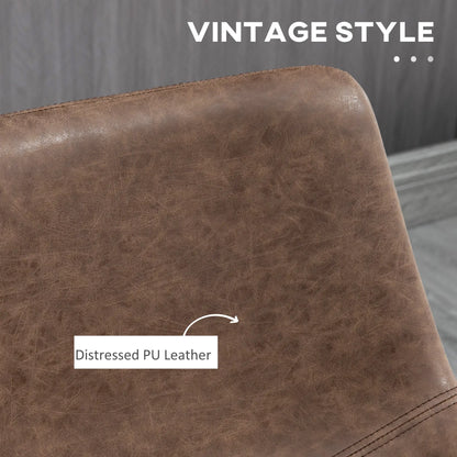 Vintage PU Leather Bar Stools, Set of 2, Counter Height, Brown Bar Stools at Gallery Canada