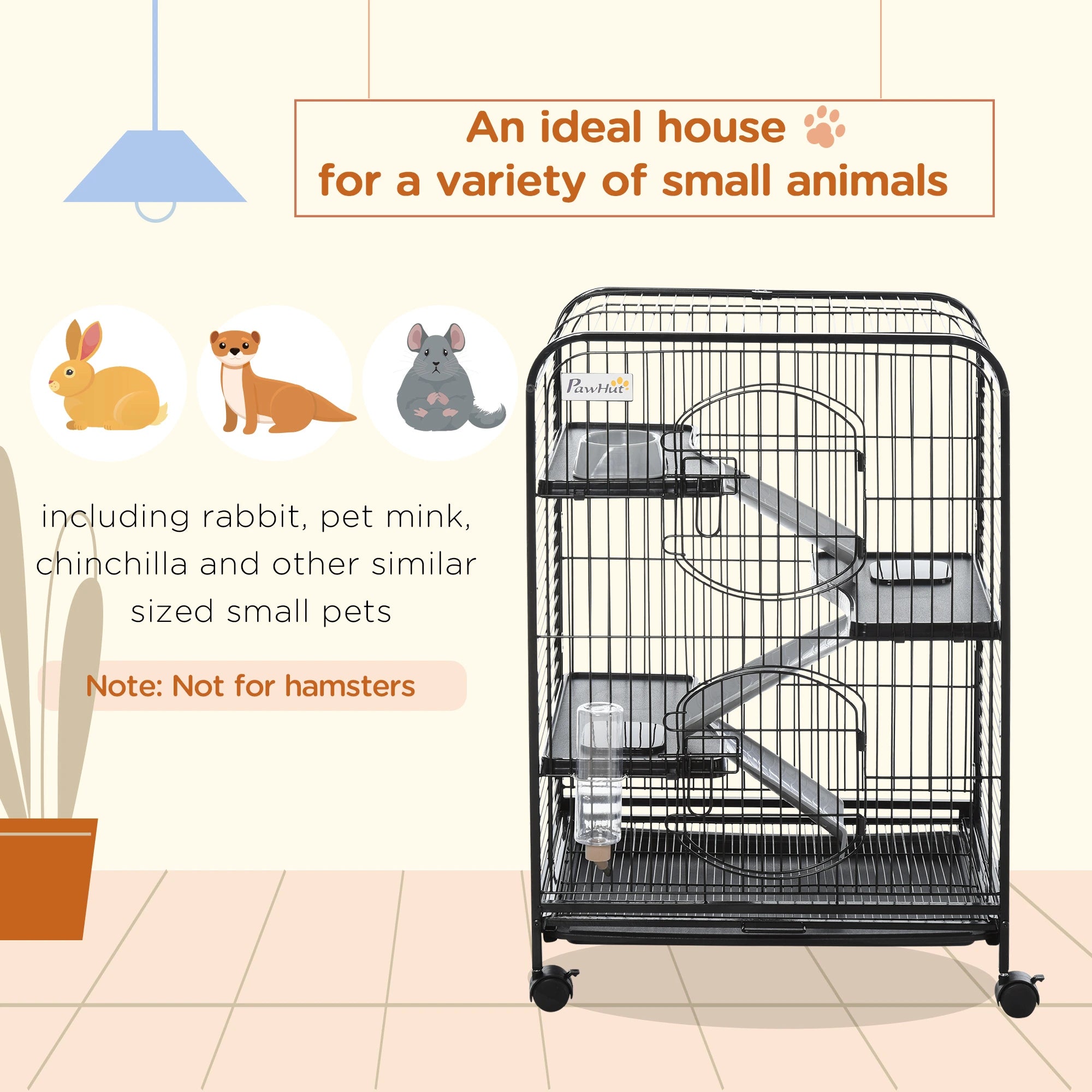 4-Tier Small Animal Cage, Rabbit Ferret Chinchilla Playpen, 24