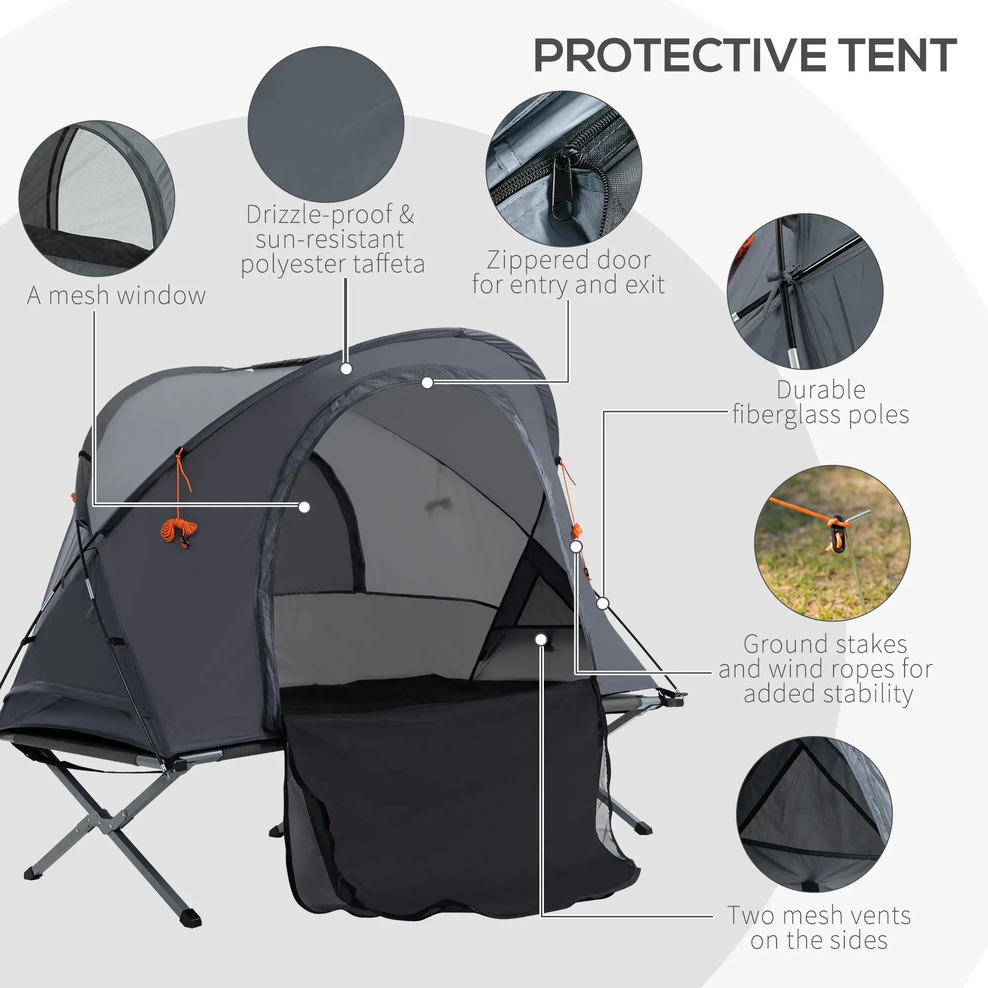 Camping Tent Cot, Folding Tent Shelter, Self-Inflating Air Mattress, Carry Bag, 1 Person Camping Tents at Gallery Canada