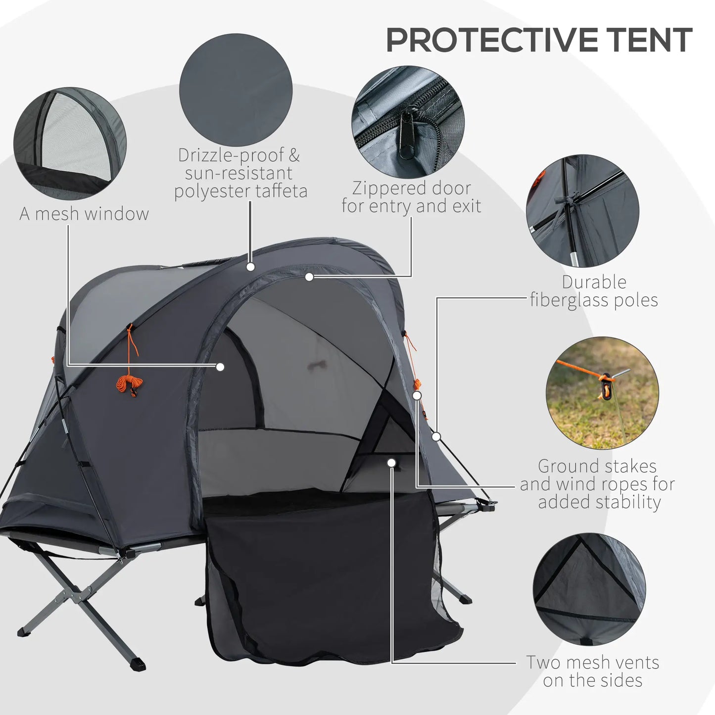 Camping Tent Cot, Folding Tent Shelter, Self-Inflating Air Mattress, Carry Bag, 1 Person Camping Tents at Gallery Canada