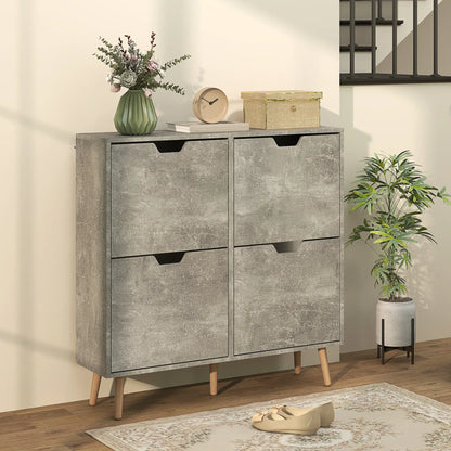 Shoe Storage Cabinet, 4 Flip Drawers, Adjustable Shelf, Holds 8-16 Pairs, Cement Grey Shoe Storage Cabinets & Racks at Gallery Canada