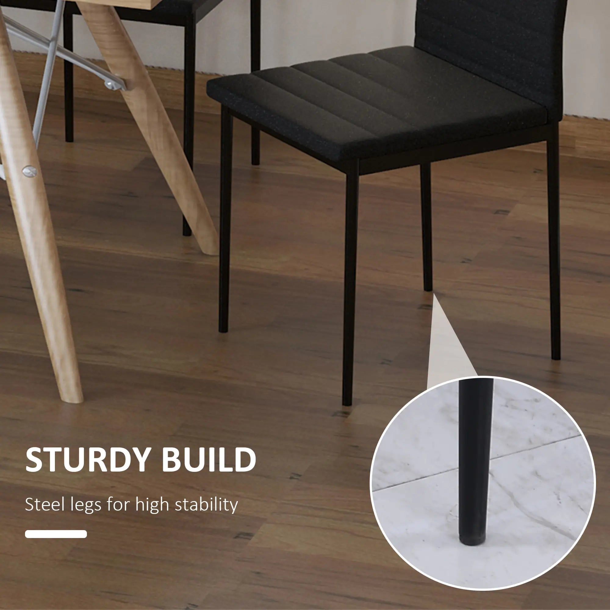 High Back Dining Chairs, Upholstered Linen Fabric, Metal Legs, Set of 4, Black Bar Stools at Gallery Canada