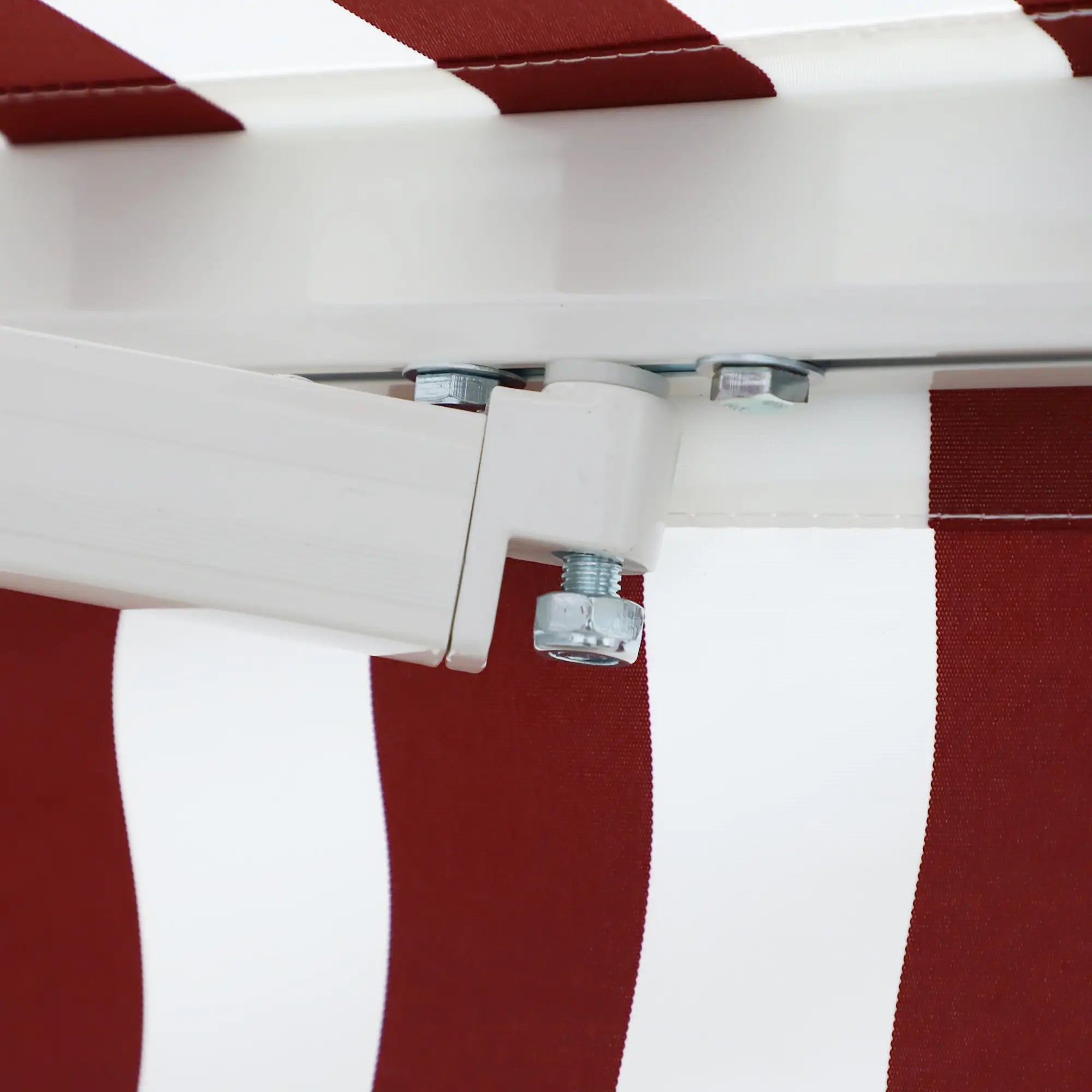 10' x 8' Manual Retractable Awning, Sun Shade Canopy, Aluminum Frame, UV Protection, White Stripe, Wine Red Patio Awnings at Gallery Canada