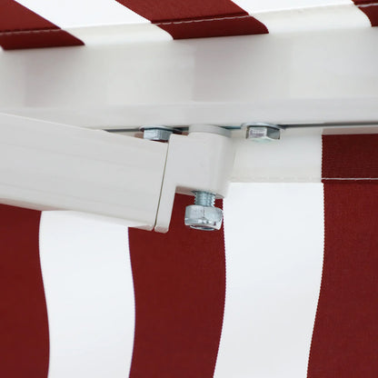 10' x 8' Manual Retractable Awning, Sun Shade Canopy, Aluminum Frame, UV Protection, White Stripe, Wine Red Patio Awnings at Gallery Canada