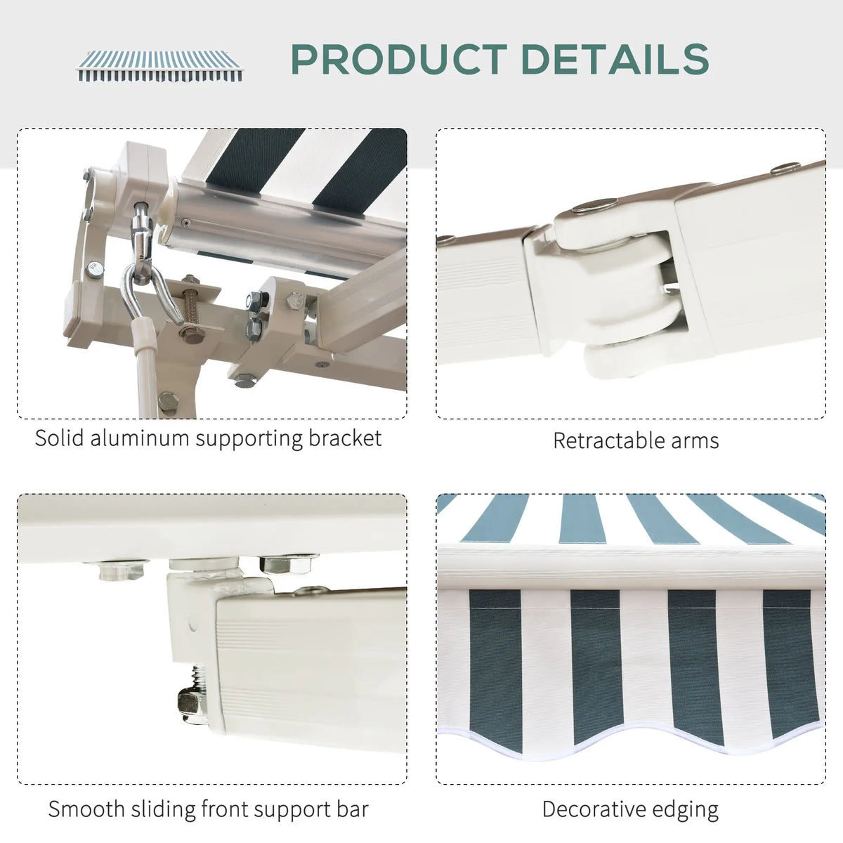 Retractable Patio Awning 8x7 ft, Water Resistant UV Aluminum Frame Deck Awnings at Gallery Canada