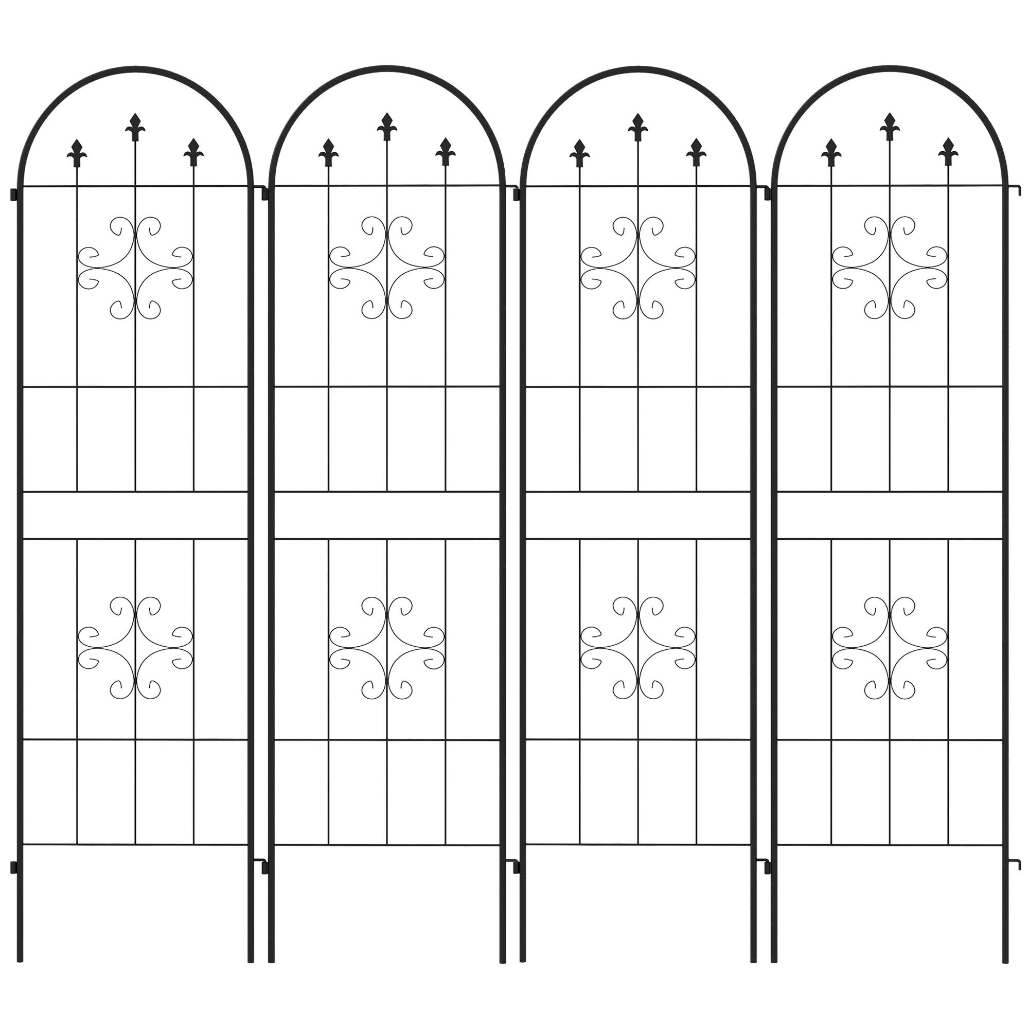 Metal Trellis Set of 4, Garden Support for Climbing Plants, Arrow Design Plant Stands Black at Gallery Canada