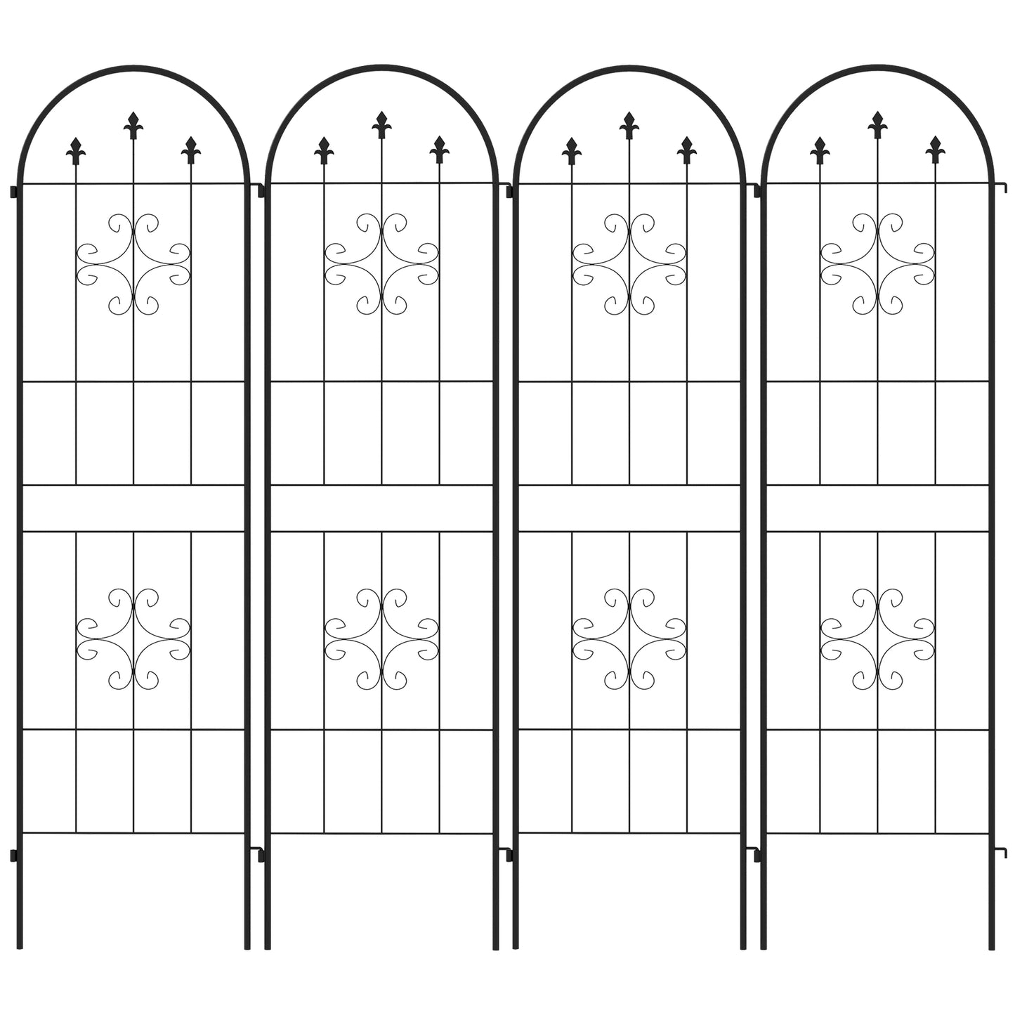 Metal Trellis Set of 4, Garden Support for Climbing Plants, Arrow Design Plant Stands Black at Gallery Canada