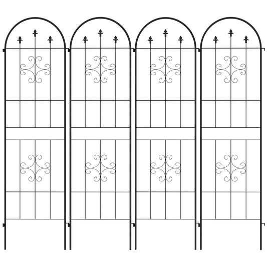 Metal Trellis Set of 4, Garden Support for Climbing Plants, Arrow Design Plant Stands Black at Gallery Canada