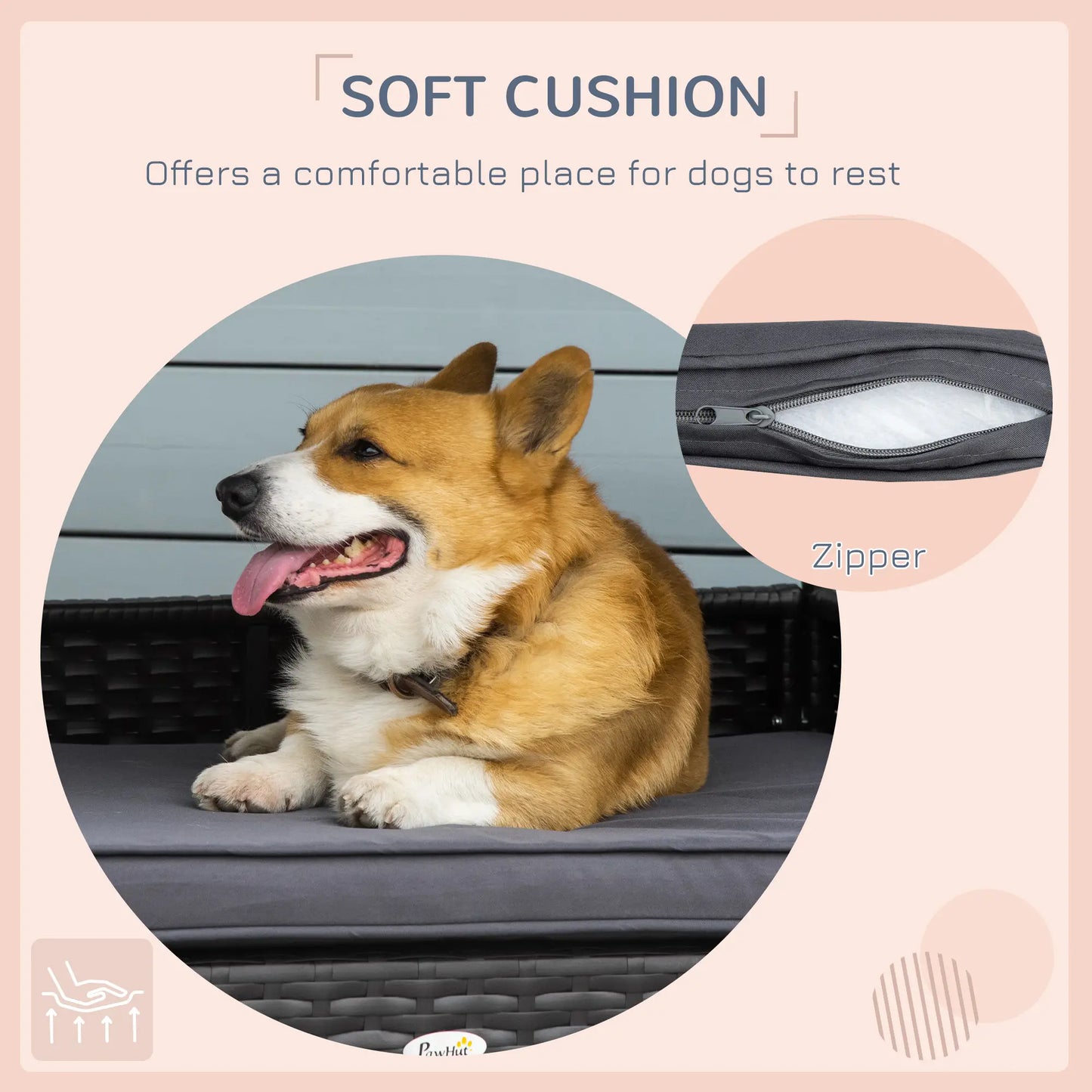 Wicker Pet House, Dog Bed, Indoor Outdoor Rattan Furniture with Cushion Houses, Kennels & Pens at Gallery Canada