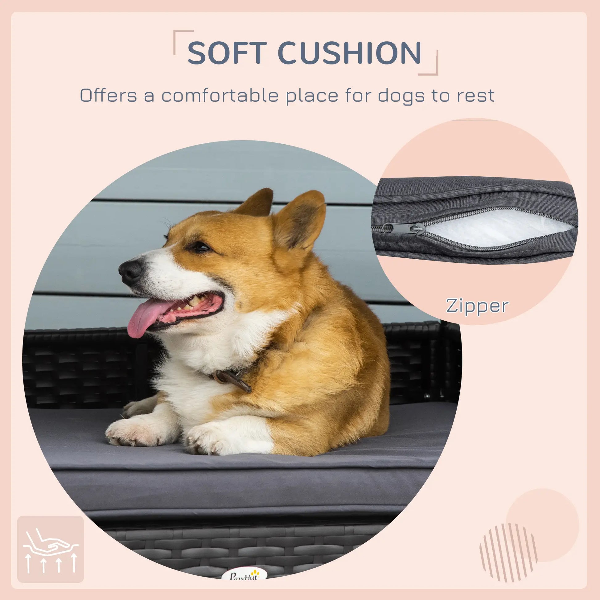 Wicker Pet House, Dog Bed, Indoor Outdoor Rattan Furniture with Cushion Houses, Kennels & Pens at Gallery Canada