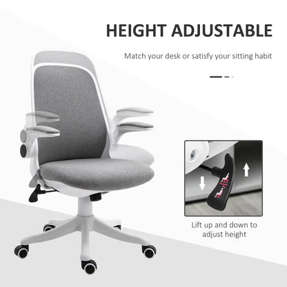 360° Swivel Office Chair, Adjustable Height, Flip-Up Arms, Grey Task Chairs at Gallery Canada