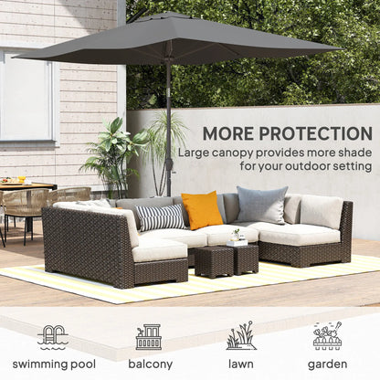 6.5x10ft Rectangle Patio Umbrella, Dark Grey Sun Umbrellas at Gallery Canada