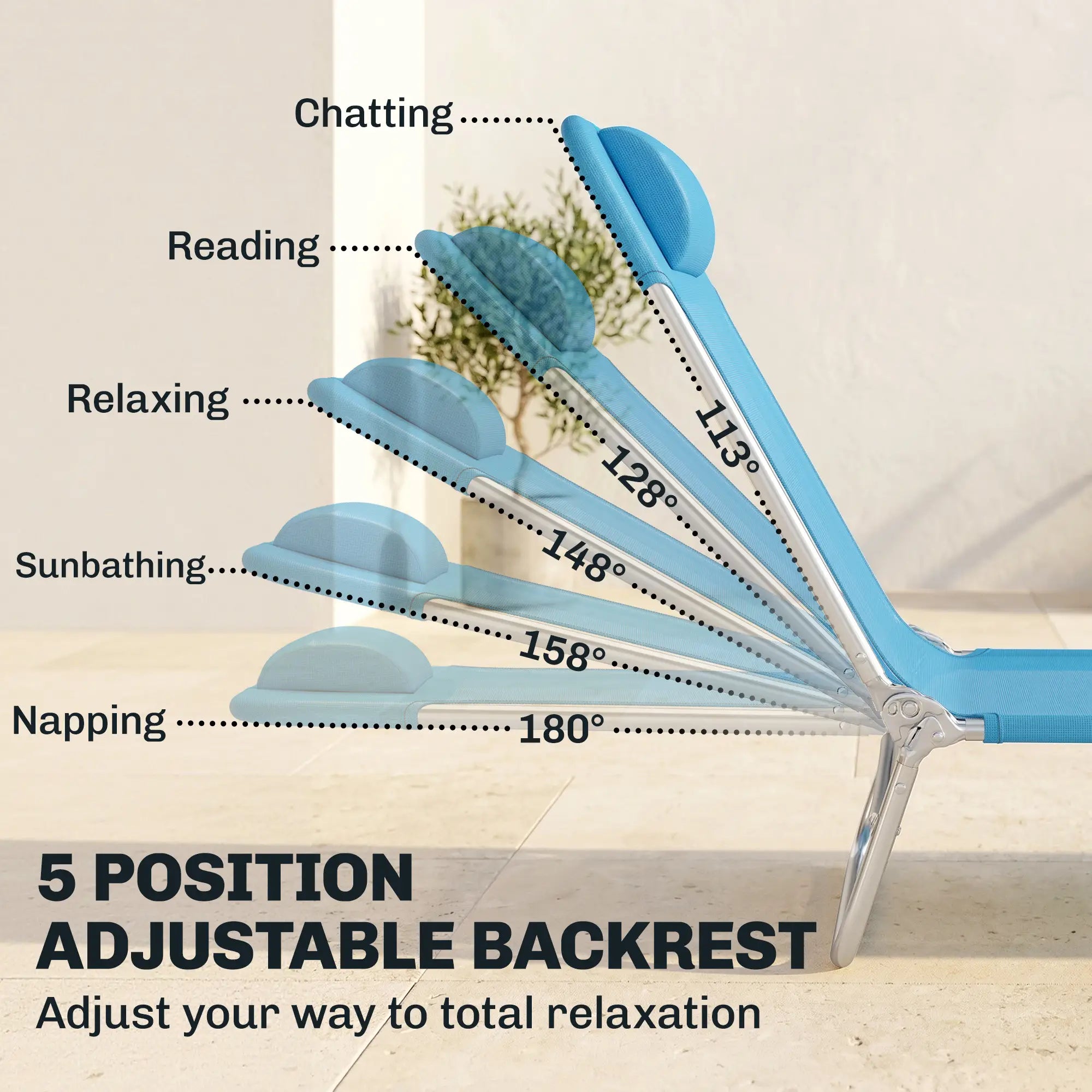 Folding Chaise Lounge Chairs Set of 2, Outdoor Reclining, Blue Lounger Chairs at Gallery Canada