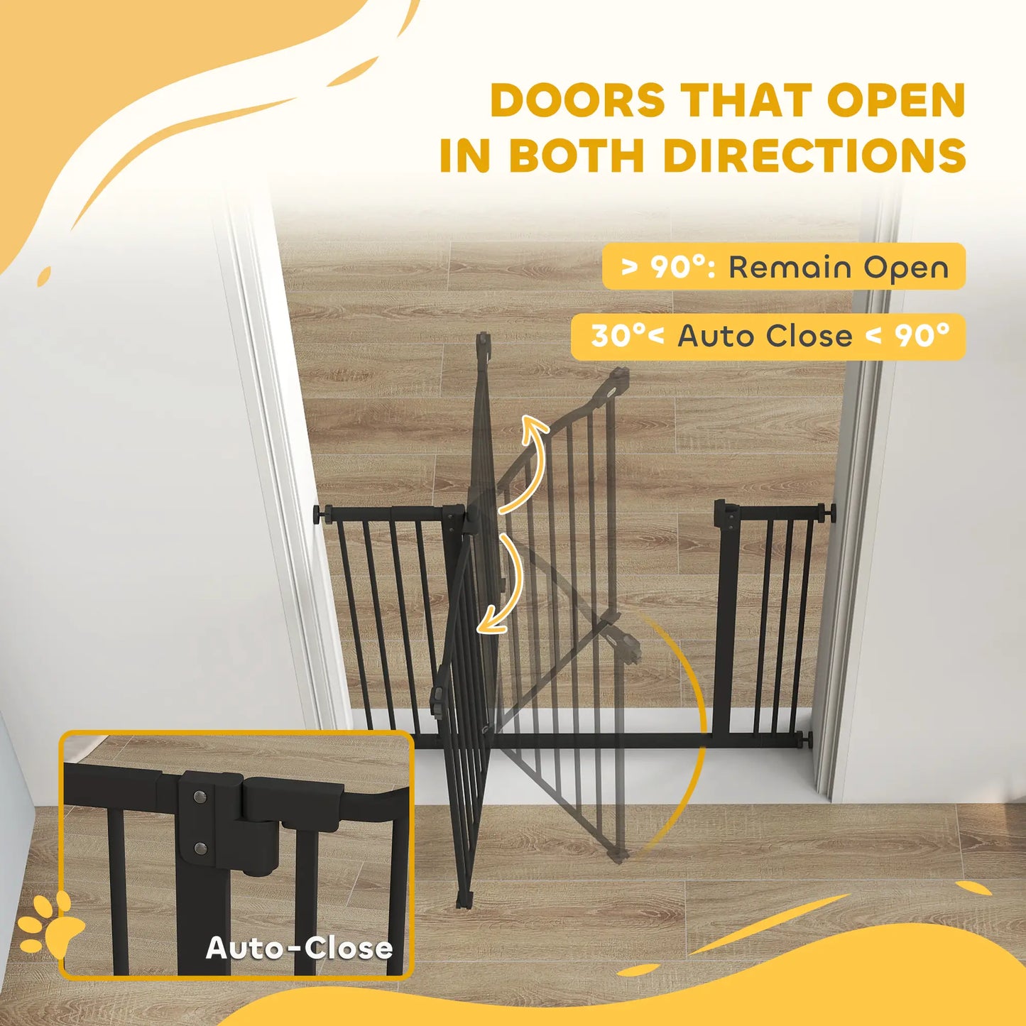 Extra Tall Dog Gate with Door, 29"-39", Black Pet Gates at Gallery Canada