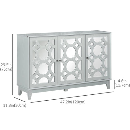 Sideboard Kitchen Buffet, 3 Mirrored Doors, 2 Cabinets, Adjustable Shelf, Gray Bar Cabinets at Gallery Canada