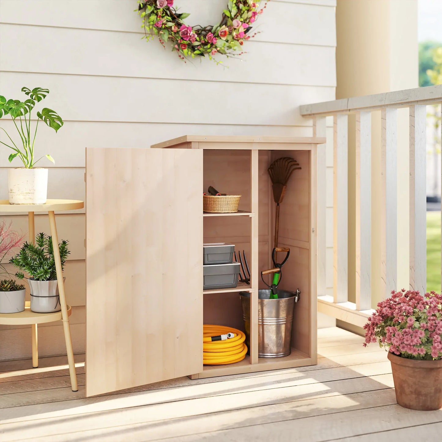 Garden Storage Shed, 29.9"x21.7"x45.3", With Asphalt Roof And Shelves, Natural Sheds at Gallery Canada