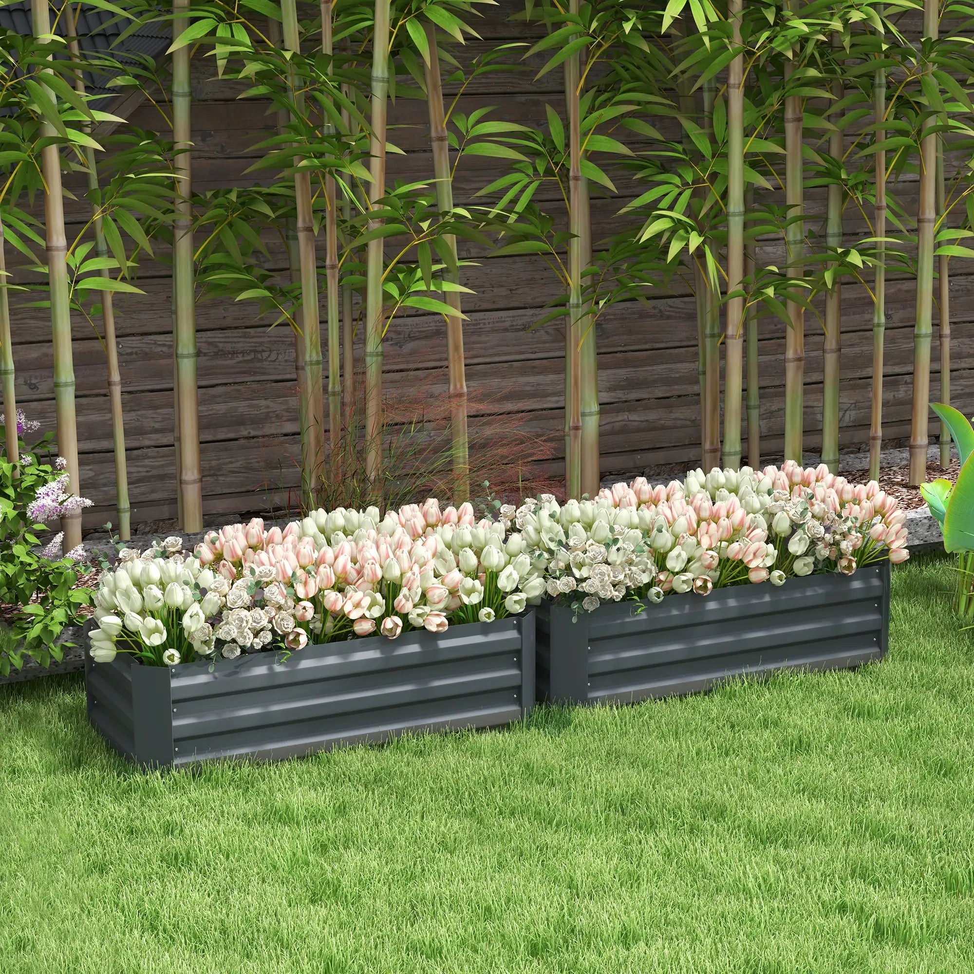 Steel Raised Garden Bed Set, Elevated Planter Box, 39