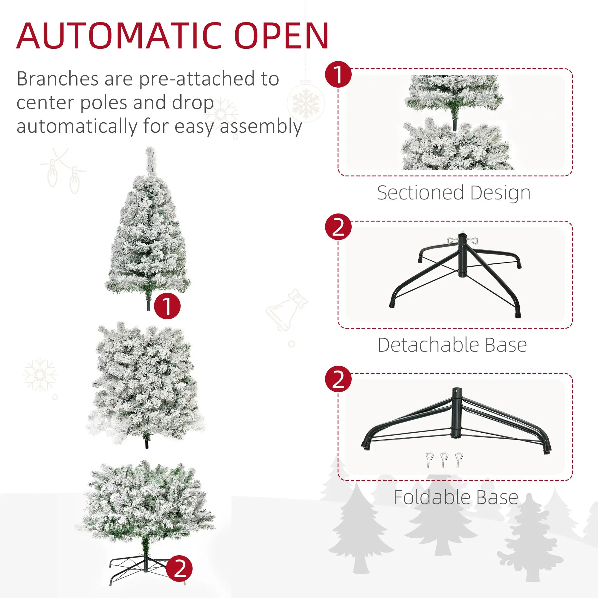 9 Feet Prelit Snow Flocked Pencil Christmas Tree, Warm White LED, Green Pre Lit Christmas Trees at Gallery Canada