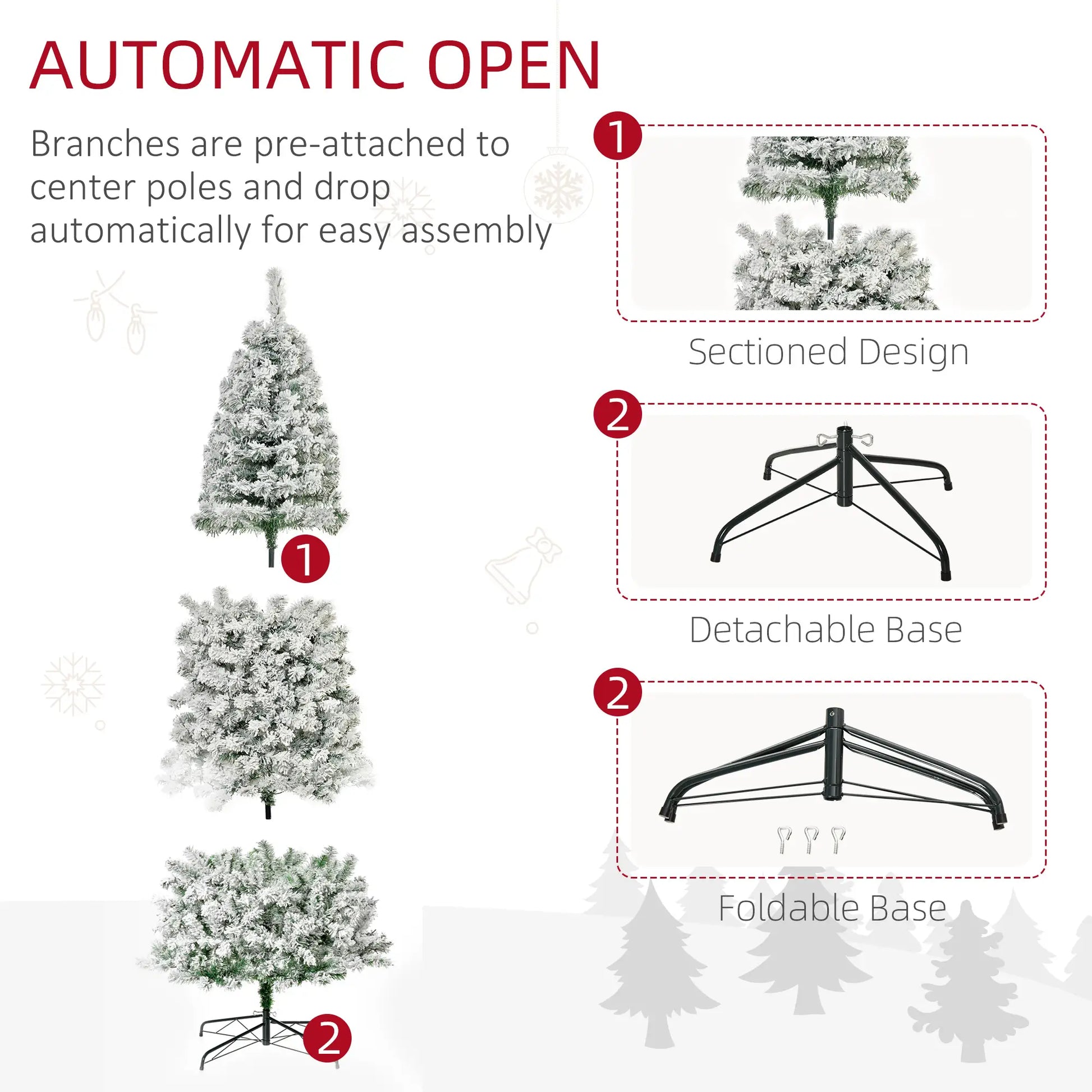 9 Feet Prelit Snow Flocked Pencil Christmas Tree, Warm White LED, Green Pre Lit Christmas Trees at Gallery Canada