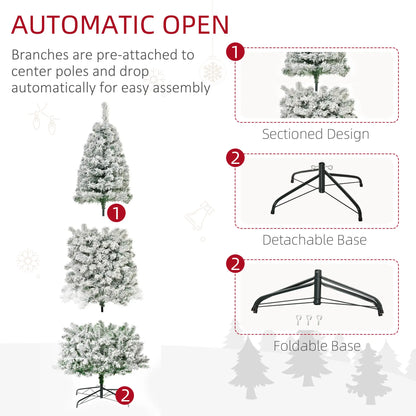 9 Feet Prelit Snow Flocked Pencil Christmas Tree, Warm White LED, Green Pre Lit Christmas Trees at Gallery Canada