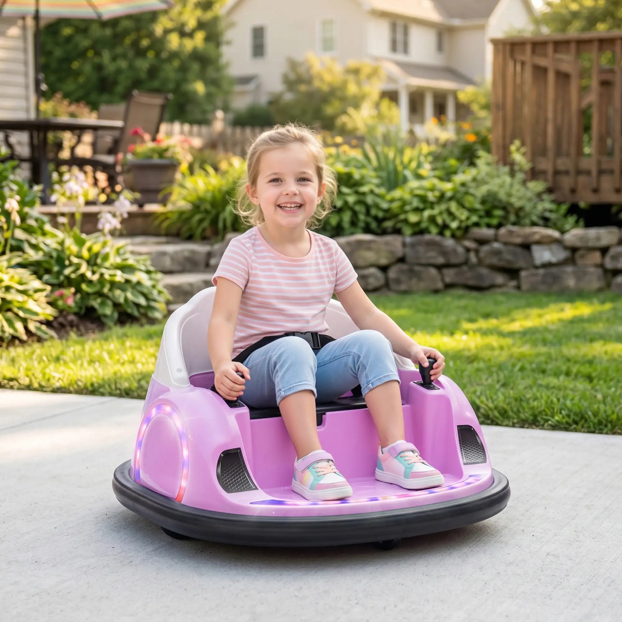 12V Bumper Car, 360 Remote Control, Lights Music Horn, 1.5-5 Years, Pink Electric Toy Cars at Gallery Canada