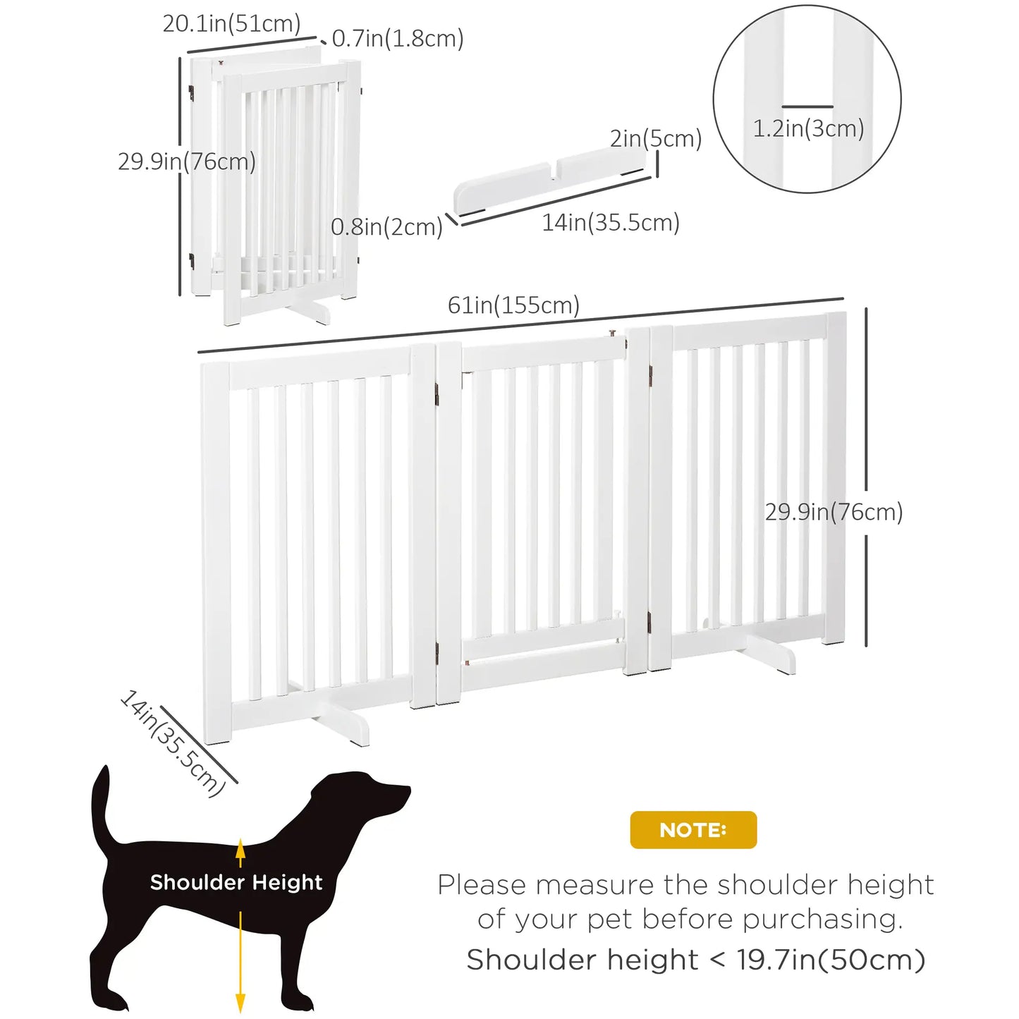 Wood Pet Gate, 3 Panel Folding, Indoor Dog Barrier, Z Shape Doorway Houses, Kennels & Pens at Gallery Canada