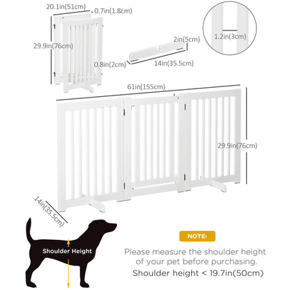 Wood Pet Gate, 3 Panel Folding, Indoor Dog Barrier, Z Shape Doorway Houses, Kennels & Pens at Gallery Canada