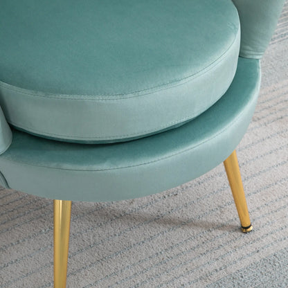 Modern Velvet Accent Chair, Gold Metal Legs, Green Accent Chairs at Gallery Canada