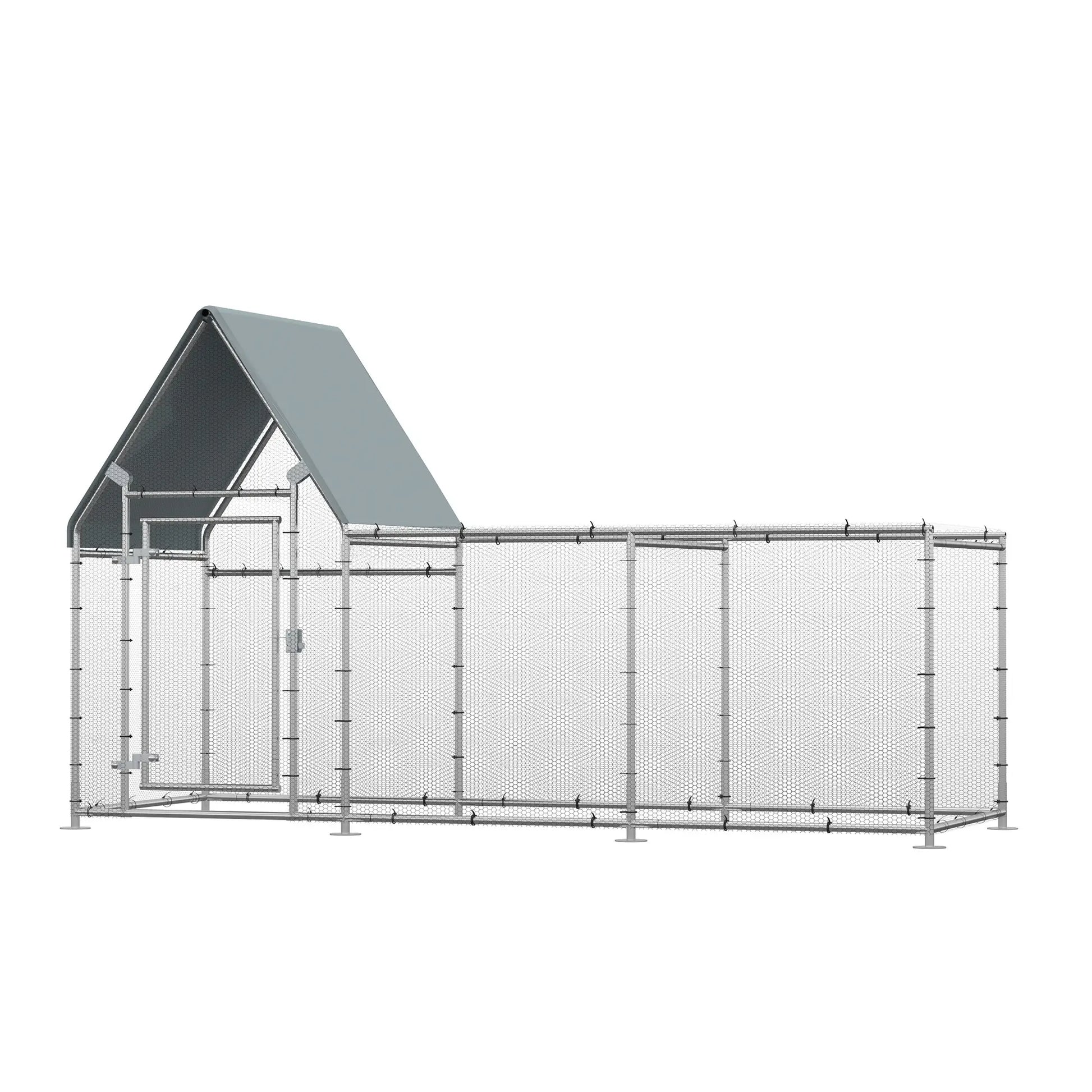 Large Galvanized Chicken Coop, Rabbit Hutch, Water-Resist Cover, 119" x 42" x 68" Chicken Coops at Gallery Canada