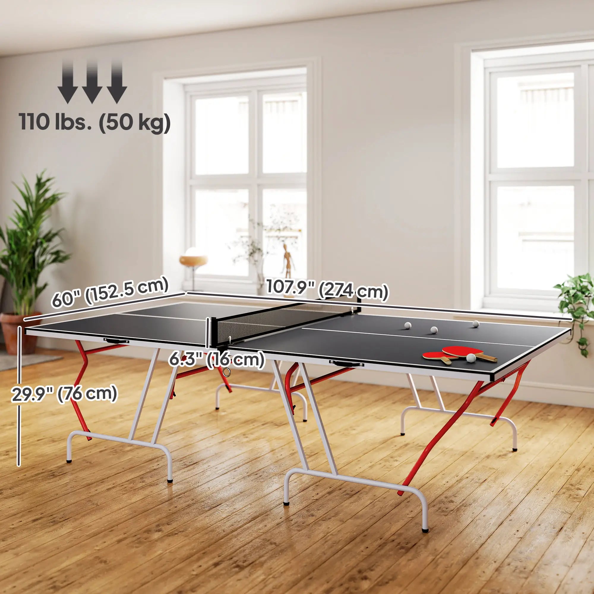 9' x 5' Full Size Table Tennis Table, Folding, Dark Grey Game Tables at Gallery Canada