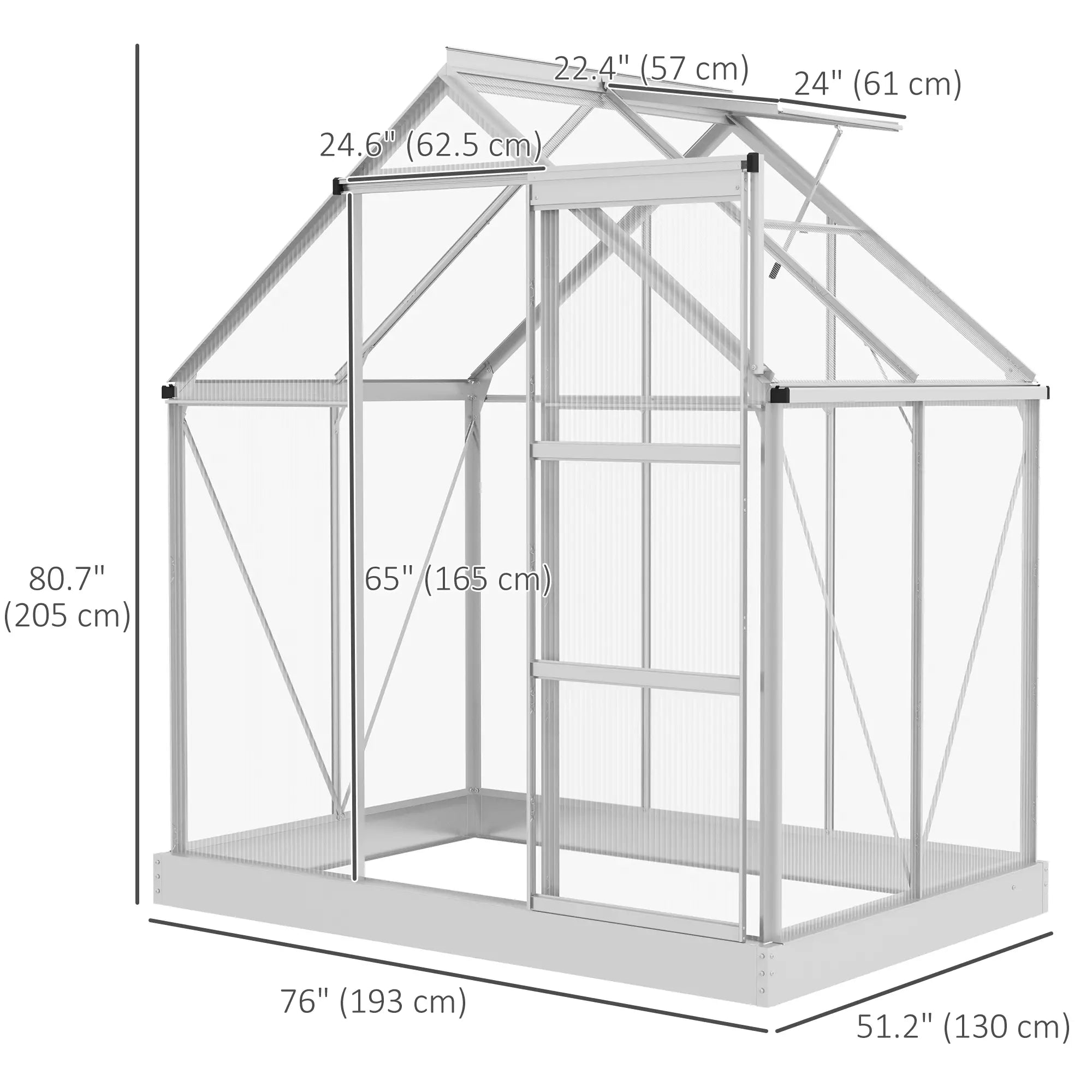 6' x 4' Walk-In Greenhouse, Polycarbonate, Sliding Door, Window, Aluminium Frame, Silver Walk In Greenhouses at Gallery Canada